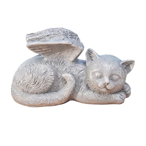 Grabstein Katze mit Engelsflügeln Katze Engel Gedenkstein für Draußen Tiergrabstein Polyresin Katzenfigur Garten Wunderschönes Andenken Katze Zuhause Grabschmuck Deko Geschenke für Katzenliebhaber von Onperpoe