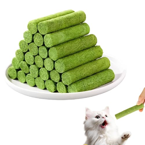 Katzengras Sticks 150g Gefriergetrocknet Katzengras Snack Kätzchengras-Beißstäbchen Katzenminze Stick Kauspielzeug Katze Zur Zahnpflege Zahnreiniger Haarballenentfernun Steigerung des Appetits von Onperpoe