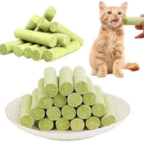 Katzengras Sticks 50g Gefriergetrocknet Katzengras Snack Kätzchengras-Beißstäbchen Katzenminze Stick Kauspielzeug Katze Zur Zahnpflege Zahnreiniger Haarballenentfernun Steigerung des Appetits von Onperpoe