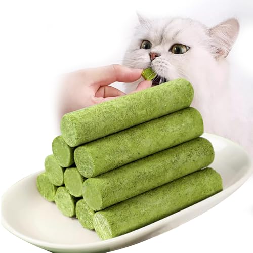 Katzengras Sticks 67g Gefriergetrocknet Katzengras Snack Kätzchengras-Beißstäbchen Katzenminze Stick Kauspielzeug Katze Zur Zahnpflege Zahnreiniger Haarballenentfernun Steigerung des Appetits von Onperpoe