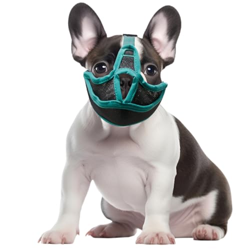 Maulkorb für Hunde, kurze Schnauze, französische Bulldogge, atmungsaktiv, verstellbar, Netzmaske für flaches Gesicht, Netzmaulkörbe für Shih Tzu Mops, englische Bulldogge, Maske gegen Beißen, Kauen, von Onperpoe