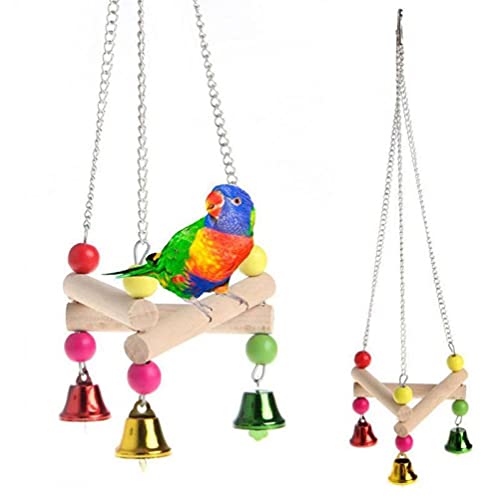 Onsinic 1pc Haustier-Vogel Hängende Schaukel Spielzeug-Vogel-käfig-anhänger Chew Toy Bunte Sittich Cockatiel Fang Cage Glocke Chewing Spielzeug von Onsinic