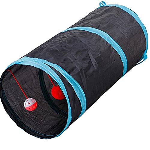 Onsinic Polyester Faltbare Cat Tunnel Bell 2 Gerade Löcher Spielen Tubes Indoor Outdoor Haustier-Katzen-Trainings Toy Interactive Toy Tierzubehör von Onsinic