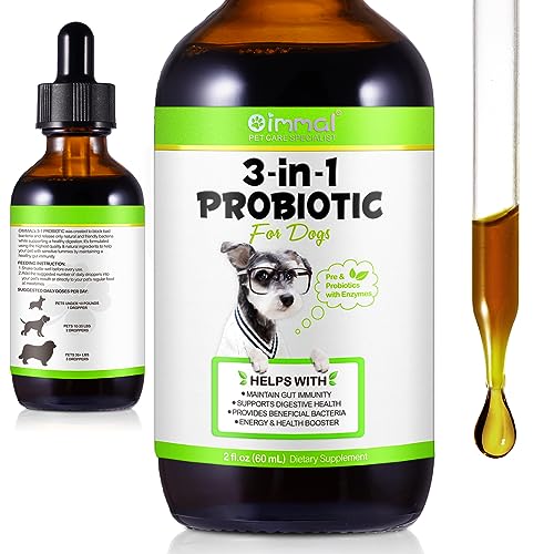 Probiotikum Für Hunde, 60Ml Probiotische Tropfen Für Hunde, Zur Unterstützung Der Darmgesundheit, Stärkung des Immunsystems, Linderung Von Magen-Darm-Beschwerden, Prä- & Probiotika Mit Enzymen von Onznoz