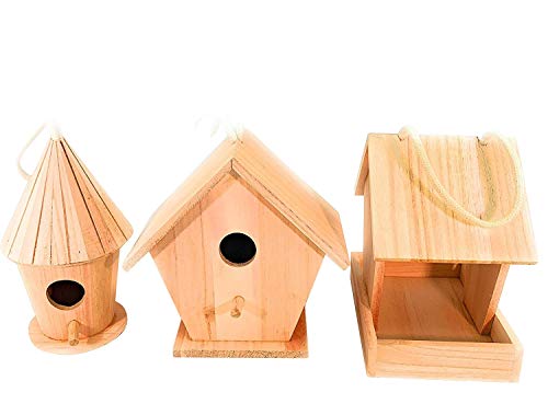 Oojami 3 große Vogelhaus-Set mit Vogelfutterstation und 2 Vogelhäuschen von Oojami