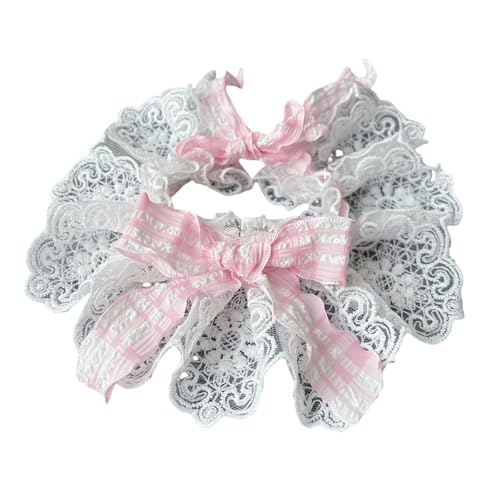 OonMan Kätzchenhalsband Hund Lätzchen, Haustier Schals, Katze Lätzchen Für Kleine Und Mittlere Hunde-02Pink-M Spitze Länge 25Cm Riemen Länge 50Cm von OonMan