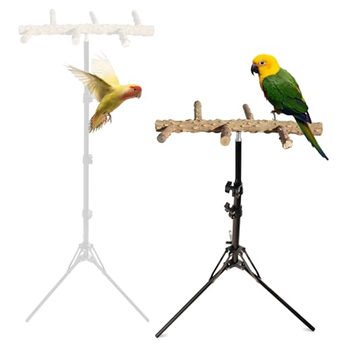 40,6 - 160,6 cm höhenverstellbarer Vogelsitzständer, natürliches Pfefferholz, Papageien-Sitzstange, Vogel-Trainings-Sitzstange, Innen- und Außenbereich, Vogelständer für kleine bis mittelgroße Vögel von Oooct