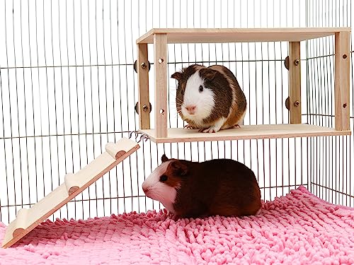 Hamster Aktivitätsplattform mit Kletterstufen, Holz Meerschweinchen Kletterspielzeug, Rattenhäuser Verstecke, Kleintiere Aktivitätsplattform, Käfigzubehör für Chinchilla, Meerschweinchen, Rennmäuse von Oooct