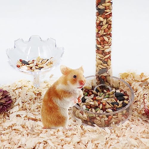 Hamster-Futterspender, transparentes Acryl-Futterröhrchen und Futternapf-Set mit Saugnapf, Kleintierfutter-Schwerkraft, automatischer Spender, geeignet für Hamster, Ratten, Meerschweinchen, Vögel, von Oooct