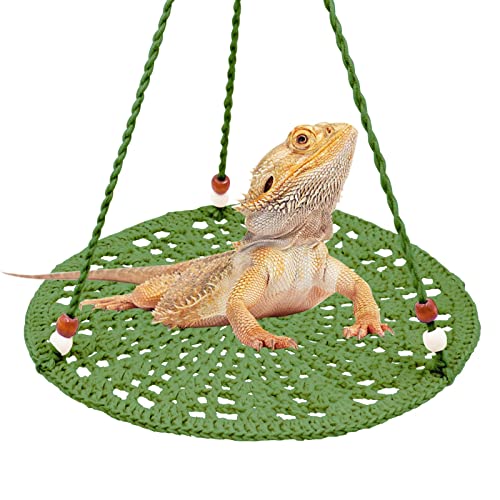 Oooct Reptilien-Hängematten-Schaukel Hängebett, niedliches Eidechsen-Schaukel-Spielzeug, Baumwoll-Eidechsenbett, Reptilien-Sommerbett für Bartdrachen, Leopard, Gecko, Eidechse, Vögel, Papageien (Grün) von Oooct