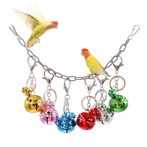 Oooct Vogelschaukel-Spielzeug, bunte Papageien-Metallglocken, hängendes Vogel-Kauspielzeug, Vogelkäfig-Zubehör, geeignet für kleine bis mittelgroße Vögel, Wellensittiche, Sittiche, Nymphensittiche von Oooct