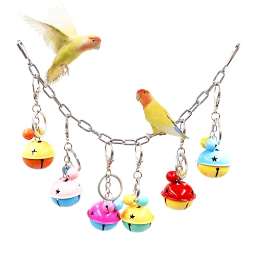 Vogelglocken-Spielzeug, bunte Papageien-Metallglocken, hängendes Vogelkauspielzeug, Vogelschaukelspielzeug, Vogelkäfig-Zubehör, geeignet für kleine bis mittelgroße Vögel, Wellensittiche, Sittiche, von Oooct