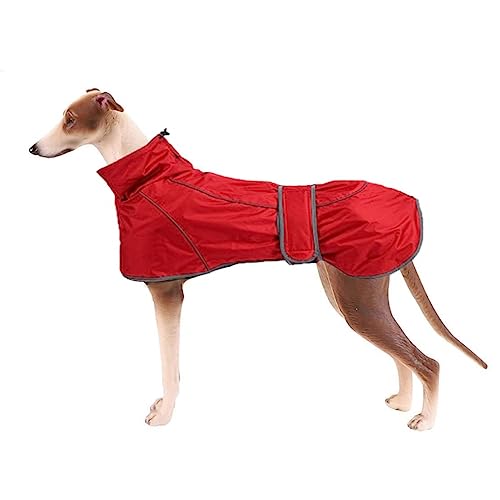 Hunderegenmantel Hund Regenmantel Jacke mit Reflektierendem Streifen Verstellbare Haustier Wasserdichte Kleidung mit verstellbaren Bändern Geeignet für Windhunde und Whippets XL Rot von Opaeroo