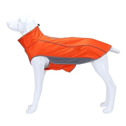 Regenmantel für Hunde, Regenmantel, Jacke mit reflektierendem Streifen, verstellbar, wasserdicht, mit verstellbaren Bändern, geeignet für Windhunde und Whippets, Größe L, Orange von Opaeroo