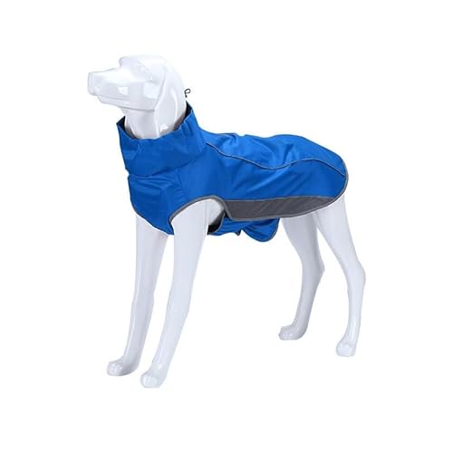 Regenmantel für Hunde, mit reflektierendem Streifen, verstellbar, wasserdicht, mit verstellbaren Bändern, geeignet für Windhunde und Whippets, Größe XS, Blau von Opaeroo