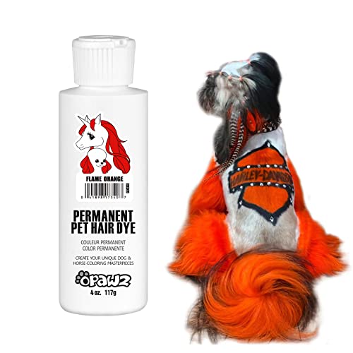 Opawz Permanenter Haustier Haarfarbe, Berufsstand Haustier sicherer Farbstoff hält über 20 Haarwäschen, leuchtende Farbe für Hunde und Pferde (Flammen Orange) von Opawz