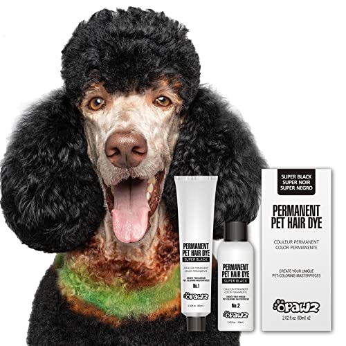 Opawz Permanenter Haustier Haarfarbe, Berufsstand Haustier sicherer Farbstoff hält über 20 Haarwäschen, leuchtende Farbe für Hunde und Pferde (Super Schwarz) von Opawz