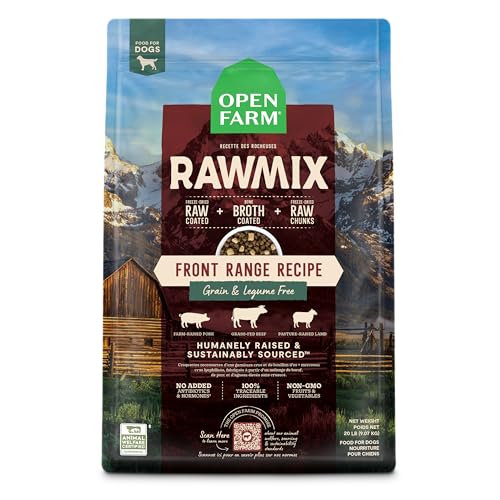 Open Farm RawMix Getreidefreies Rezept für Hunde, inklusive Trockenfutter, Knochenbrühe und gefriergetrocknetem Rohmaterial, inspiriert von der Wildnis, menschlich aufgewachsenem Protein und von Open Farm