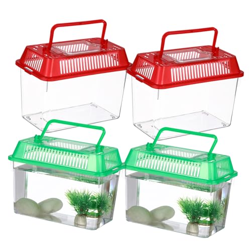 Operitacx 4 Stück Tragbares Mini-aquarium Transportbox Für Reptilien Tragbarer Reptilienträger Käfig Reptilienträger Aus Kunststoff Aquarium- Haustier-aquarium Plastikdose Torwart Kind von Operitacx