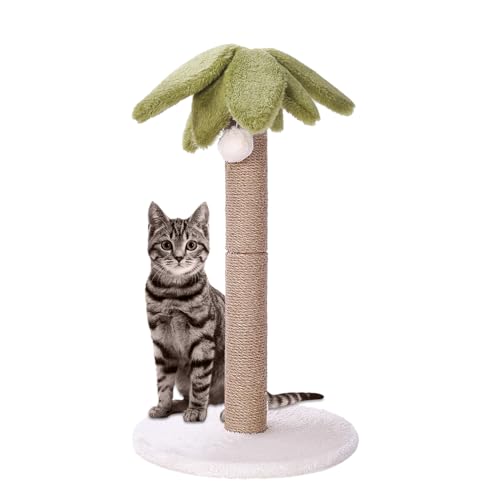 OPETDO Kratzbaum für Katzen 52 cm, Kratzbaum aus hochwertigem Sisalseil mit hängender Kugel, Indoor-Kratzbaum für Katzen und Kätzchen, runde Basis von Opetdo