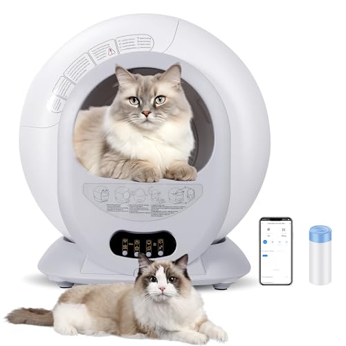 OPETDO Selbstreinigende Katzentoilette, 65 l, Katzentoilette, App-Steuerung, leiser Betrieb, Gewichtsüberwachung, extra großes Becken für mehrere Katzen von Opetdo