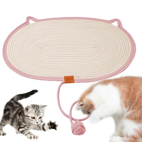 Summer Woven Cat Scratcher | Pet Summer Cooling Scratcher Mat in Woven | Furniture Protection Puppy Dog Kitty Scratching Mat with Ball for Bedroom, Courtyard von Opilroyn