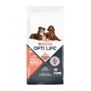 Opti Life Adult Skincare Medium/Maxi Hundefutter mit viel Lachs&Reis 12,5 kg von Opti Life