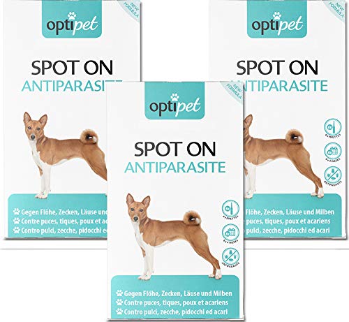 Optipet Spot On für Hunde 18x1,5ml Pipetten, Hochwirksam bis zu 24 Wochen gegen Milben, Flöhen, Zecken, Läusen von Optipet