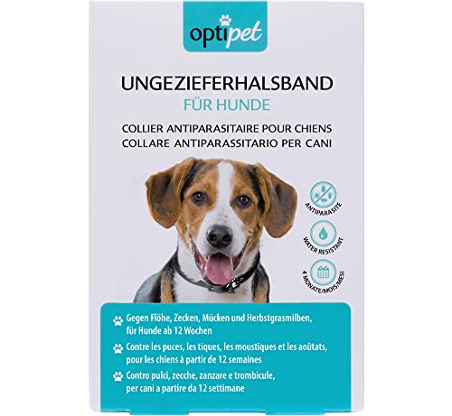 OptiPet 1x Ungeziefer Flohhalsband für Hunde, 4 Monate Schutz, für Hunde ab 12 Wochen gegen Flöhe, Zecken,Mücken, Milben von OptiPet