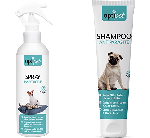 Optipet 250ml Anti-Parasiten Shampoo + 250ml Insektenspray gegen Parasiten Umgebungs Spray von Optipet