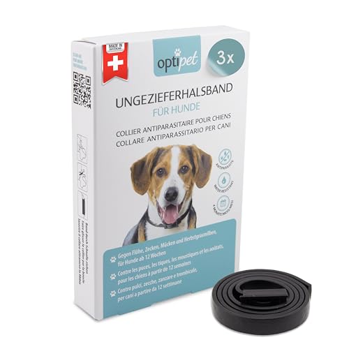 OptiPet 3X Halsband für Hunde, 4 Monate Schutz gegen Flöhe, Zecken, Mücken, Milben, wasserfest, für Hunde ab 12 Wochen von OptiPet