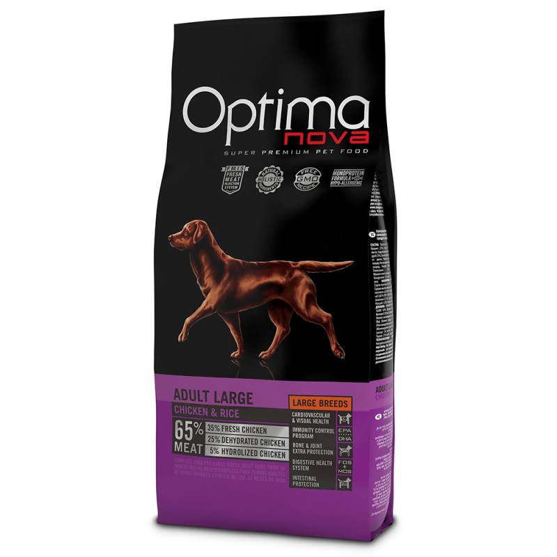 2 x 12 kg Optimanova Adult Single-Protein Premiumfutter zum Sonderpreis!  - Large Huhn & Reis von Optima