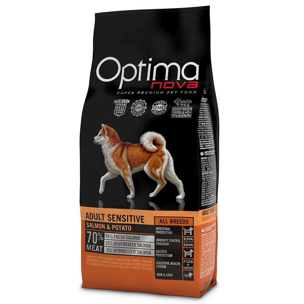 2 x 12 kg Optimanova Adult Single-Protein Premiumfutter zum Sonderpreis!  - Sensitive Lachs & Kartoffel von Optima