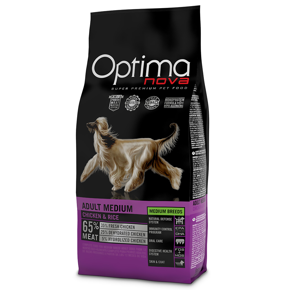 2 x 12 kg Optimanova Adult Single-Protein Premiumfutter zum Sonderpreis!  - Medium Huhn & Reis von Optima