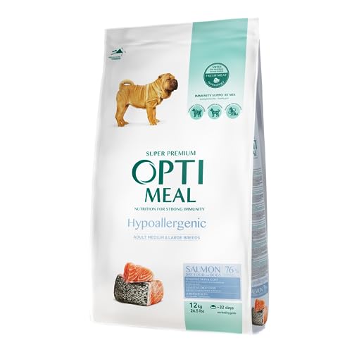 OPTIMEAL ™. Hypoallergenic Complete Dry pet Food for Adult Dogs of medium and Large Breeds – Salmon 12 kg von Optimeal