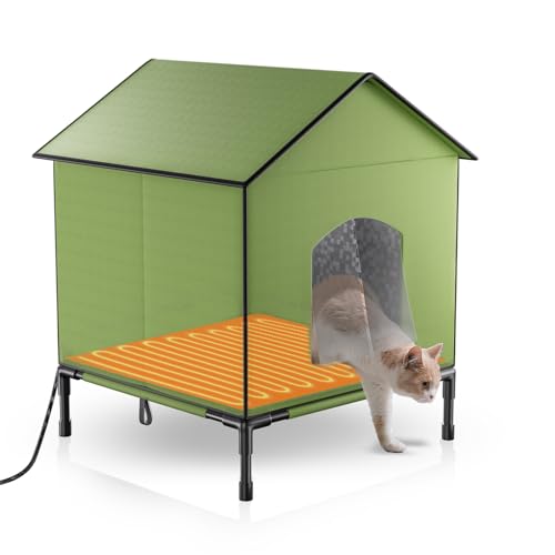 Beheiztes Katzenhaus für Außenkatzen Winter, Wasserdicht Isoliertes Katzenhaus mit Heizkissen, Outdoor Katzenhaus mit Heizung für Feral Scheune, Katze, Kitty von Optionew