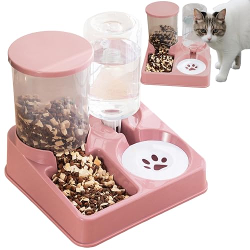 Auto Water Dispenser für Katzen, 2-in-1 automatische Haustierschüssel, Haustier- und Wasserspender, Feeding Bowl für Kitten, Dog Water and Food Bowl, Cat Water and Food Station von Opvonxeh