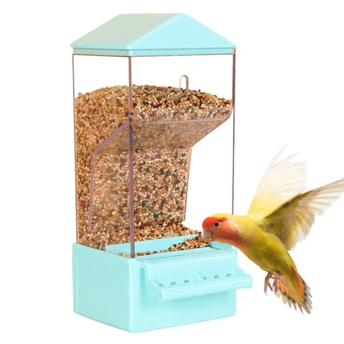 Automatic Bird Feeder, Smart Clear Parakeet Feeder Dispenser, Large Capacity Food Container with Anti-Spill Design, Cage Accessories for Backyard Birds, Cockatiels, Finches von Opvonxeh