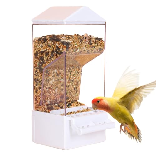 Automatic Bird Feeder, Smart Clear Parakeet Feeder Dispenser, Large Capacity Food Container with Anti-Spill Design, Cage Accessories for Backyard Birds, Cockatiels, Finches von Opvonxeh