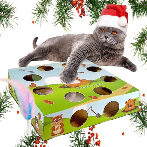 Cat Puzzle Box, Automatic Cat Toy Feather, 360 Degree Rotatable Cat Teaser, Multi Holes Maze Cat Toy, Fun Smart Teaser Toy For Cats, Exercise Entertainment For Cats, Hunting Simulation Cat Toy von Opvonxeh