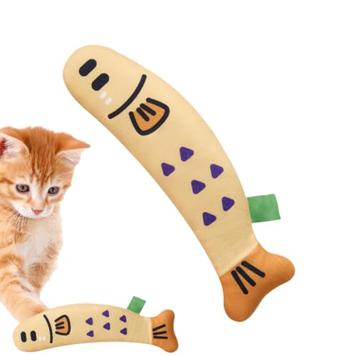 Katzenminze-Spielzeug für Katzen, Katzenspielzeug in Fischform, interaktives Trittspielzeug für Katzen, weiches Knisterspielzeug mit Katzenminze, Katzenspielzeug aus Leinen, Spielzeug zum Necken von K von Opvonxeh