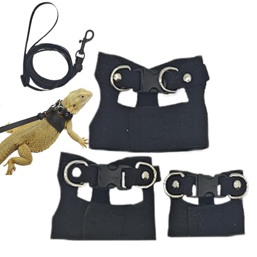 Ledertrainingsjacke, kleines Tier Walking Set, Bearded Dragon Leash Kit, Outdoor Reptile Harness Jacke, verstellbare Drache Walking Gear, Leder Reptile Traktion Rope, Training Vest für Reptilien von Opvonxeh