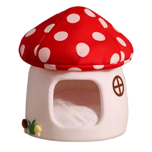 Mushroom Shaped Pet Bed Cave, Warm Winter Cat Zelt, 47 x 45 cm, bequem, gemütlich, weich, Schlafnest, Warming Puppy House für kleine Haustiere, Indoor Komfort und Sicherheit von Opvonxeh