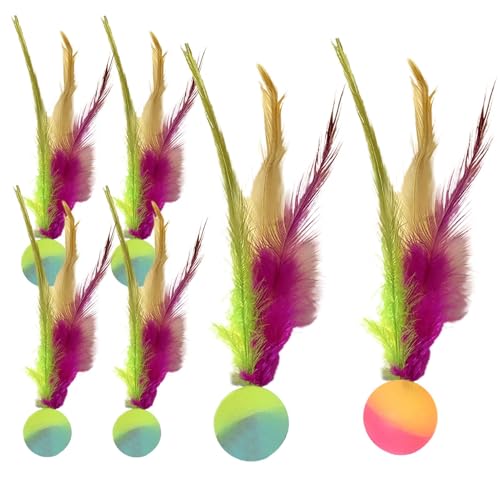 Opvonxeh Bouncy Cat Toys, Interactive Kitten Game, Feather Jump Ball, Jumping Pet Entertainment, 0.98x3.54 Inches, Designed for Kittens and Adult Cats to Jumps and Stay Active Indoors von Opvonxeh