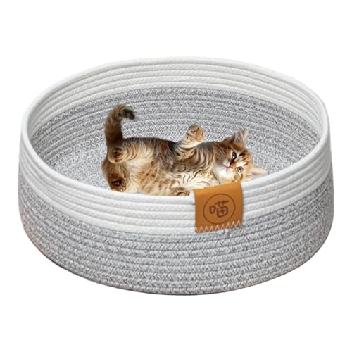 Opvonxeh Cat Bed with Scratcher, Cotton Rope Woven Cat Bed, Indoor Cat Scratcher Basket, Cozy Cat Sleeping Bed, Cat Scratching Bed for Indoor Cats, 15.75 inches von Opvonxeh