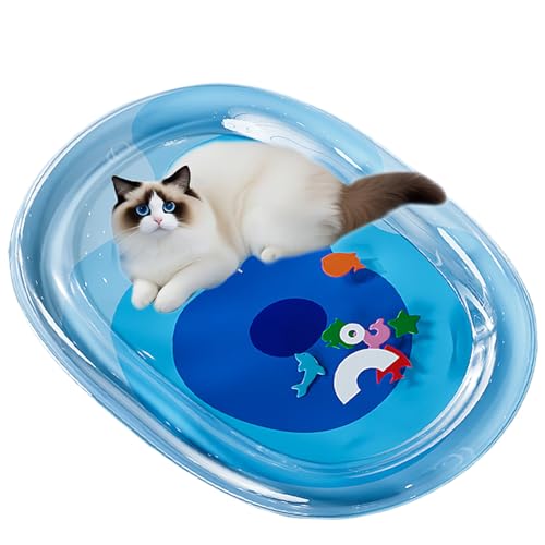 Opvonxeh Cat Water Matte, Dog Cooling Pad, Portable Play, 50,2 x 19,69 x 0,39 cm, interaktives Sensory Toy mit Fisch-Design, Indoor Outdoor Crate Bed Zubehör für Sommer, Pet Cooling Relief Opvonxeh Cat Water Matte, Dog Cooling Pad, Portable Play, 50,2 x 19,69 x 0,39 cm, interaktives Sensory Toy mit Fisch-Design, Indoor Outdoor Crate Bed Zubehör für Sommer, Pet Cooling Relief von Opvonxeh