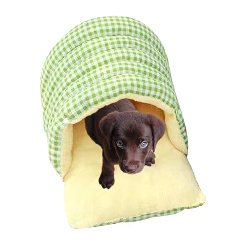 Opvonxeh Dog Nest Bed, Puppy Enclosed Nest, Thickened Plaid Puppy Bed, Portable Pet Warm Bag, Cat Sleeping Supplies, Washable Dog Bed, Enclosed Cave Bed, Pet Nest Cave Bed, Soft Pet Bed for Dogs von Opvonxeh