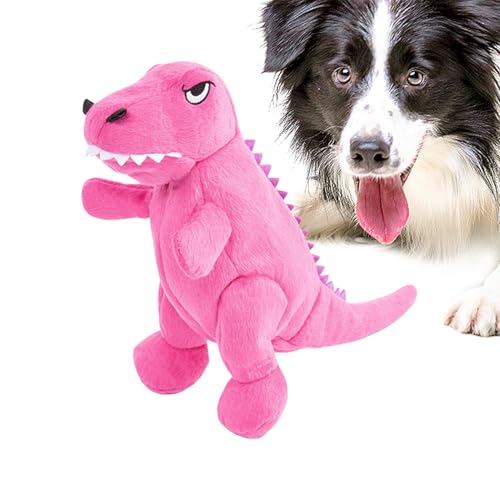 Opvonxeh Plüsch-Dinosaurier-Hundespielzeug, Dinosaurier-Kauspielzeug, Standing Dog Chew Toy, Dog Chew Toy mit Quietscher, bite-resistant Dog Toy, Teeth Cleaning Dog Toy, Plush Dog Toy für kleine Hunde von Opvonxeh