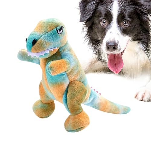 Opvonxeh Plüsch-Dinosaurier-Hundespielzeug, Dinosaurier-Kauspielzeug, Standing Dog Chew Toy, Dog Chew Toy mit Quietscher, bite-resistant Dog Toy, Teeth Cleaning Dog Toy, Plush Dog Toy für kleine Hunde von Opvonxeh