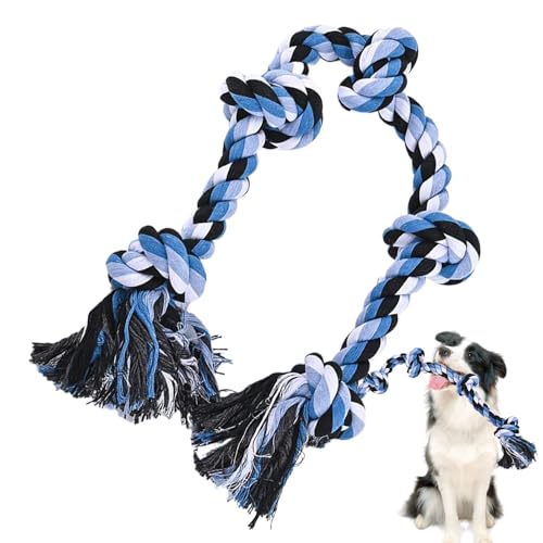 Opvonxeh Puppy Chewing Rope, Sturdy Pet Tug Toy, Dog Rope, Indestructible Chew Ropes, 35.43x1.97x1.97 Inches, Making It a Perfect Choice for Medium and Large Breed Dogs, Blue, White and Red von Opvonxeh